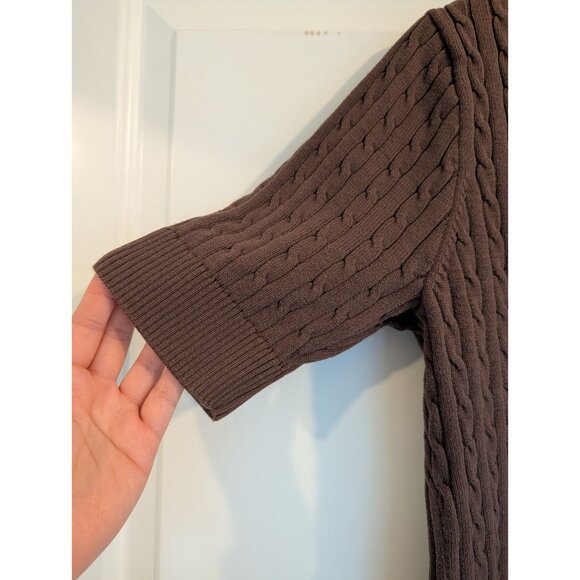 Jeanne Pierre Short-Sleeve Cable Knit Sweater – Size L – 100% Cotton Brown - Picture 5 of 6